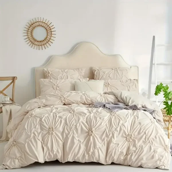 3pcs Flower Plain Colour Quilt Cover Set