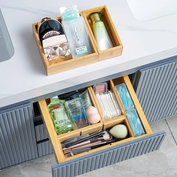 9Pcs Bamboo Drawer Organizer Set