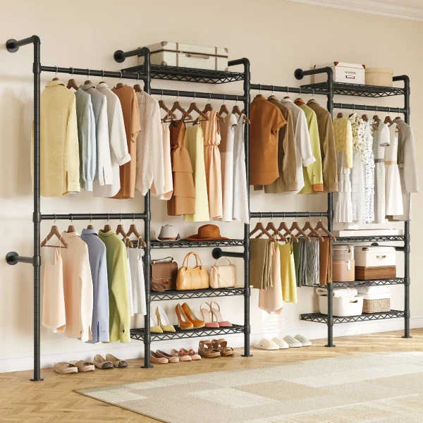 L4 Wall Mounted Industrial Pipe  Clothes Rack