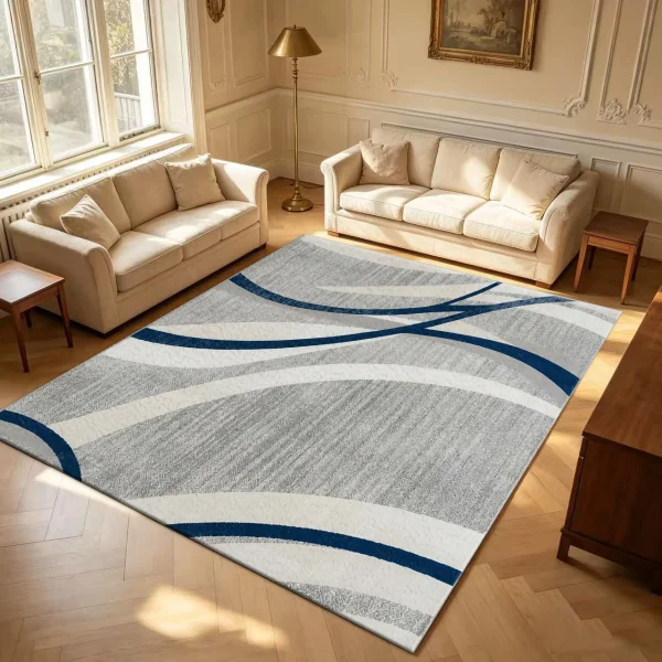 Modern Curved Wave Pattern Carpet
